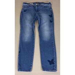 NYDJ Ami Skinny Legging Jeans Size 16 Blue w/ Butterfly Detail Denim Medium Wash